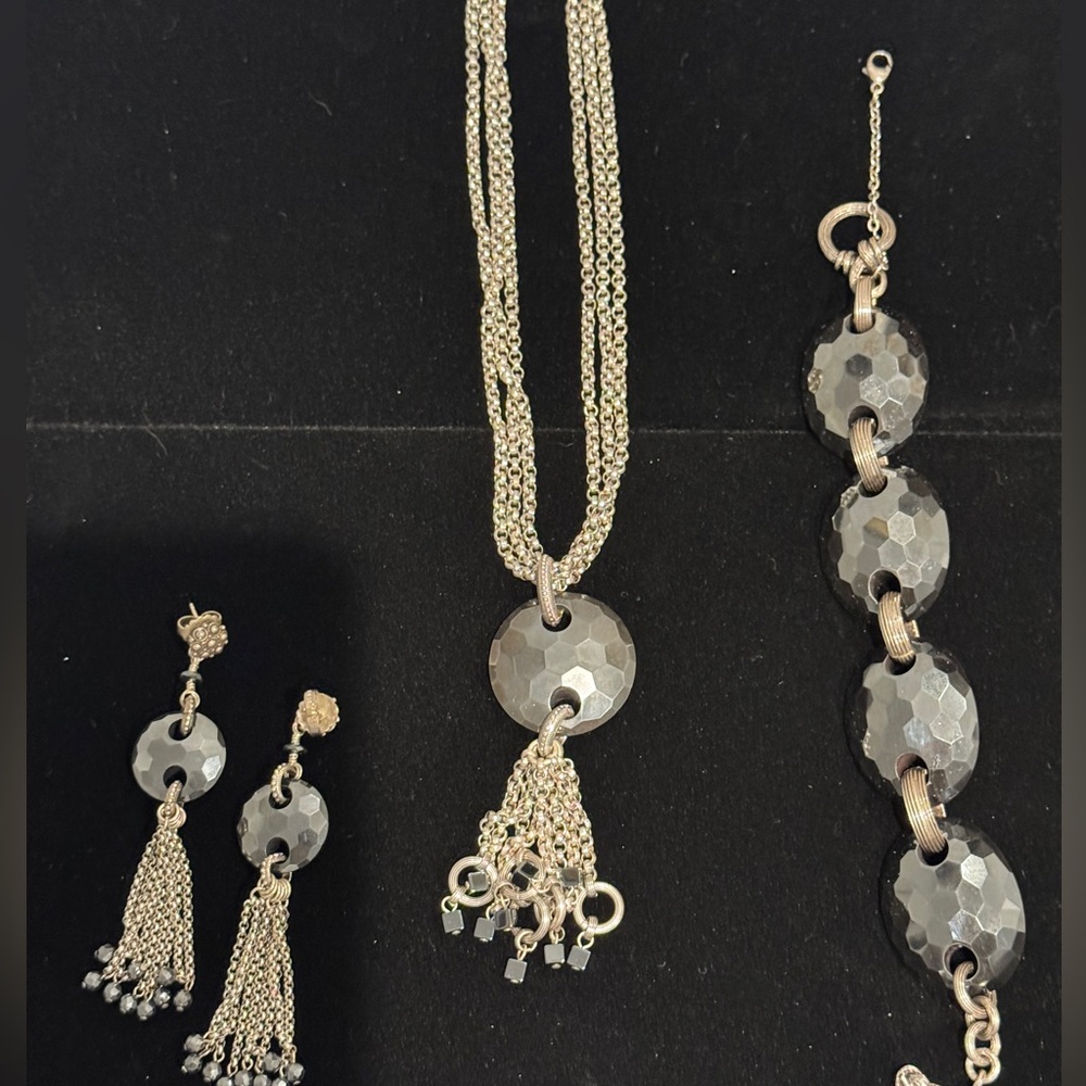 Elegant Stephen Dweck  Silver and Hematite 3pc collection